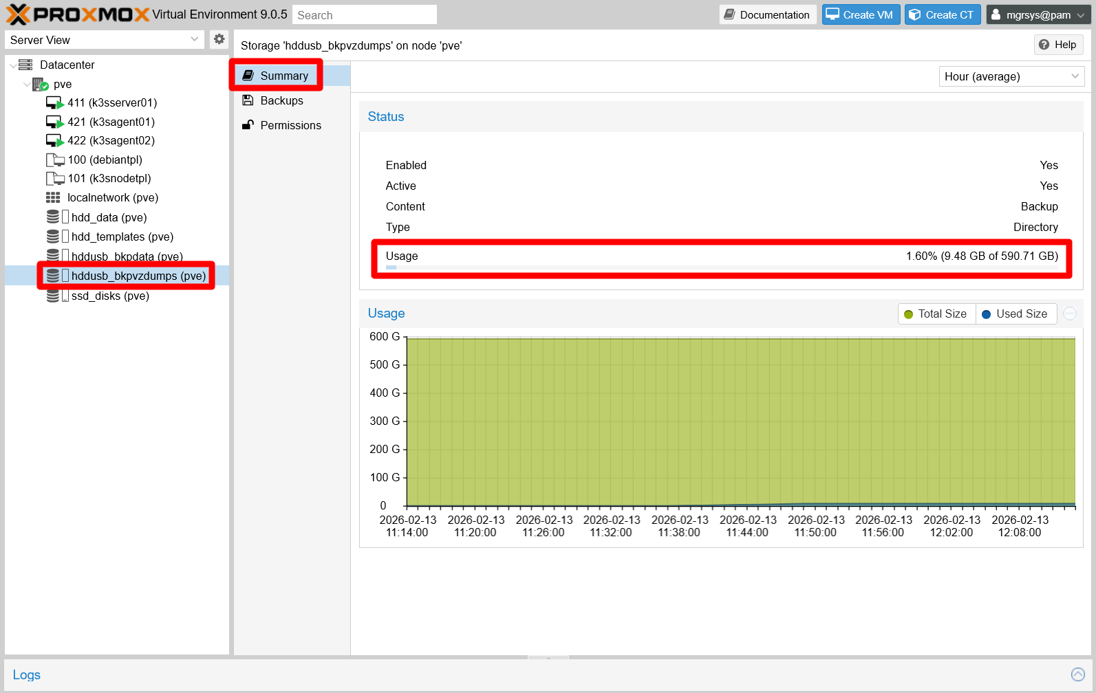 hddusb_bkppvzdumps storage page summary tab