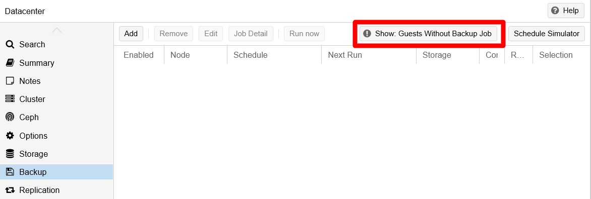 Warning guests not covered by backup job