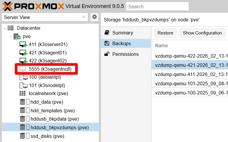 Generated VM present in sidebar tree