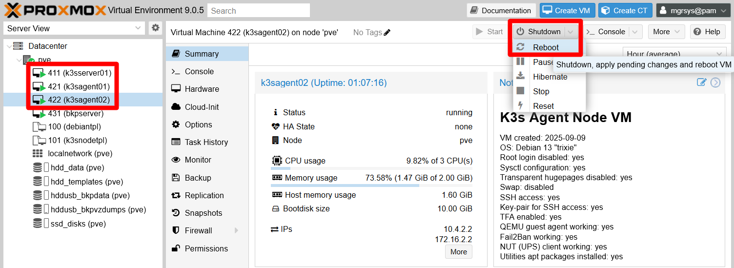 PVE VM Reboot button