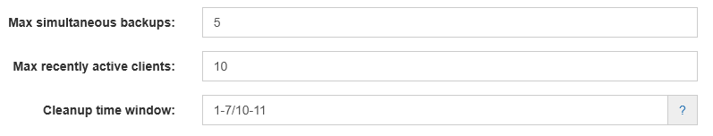 UrBackup server Settings General Server tab tuned parameters