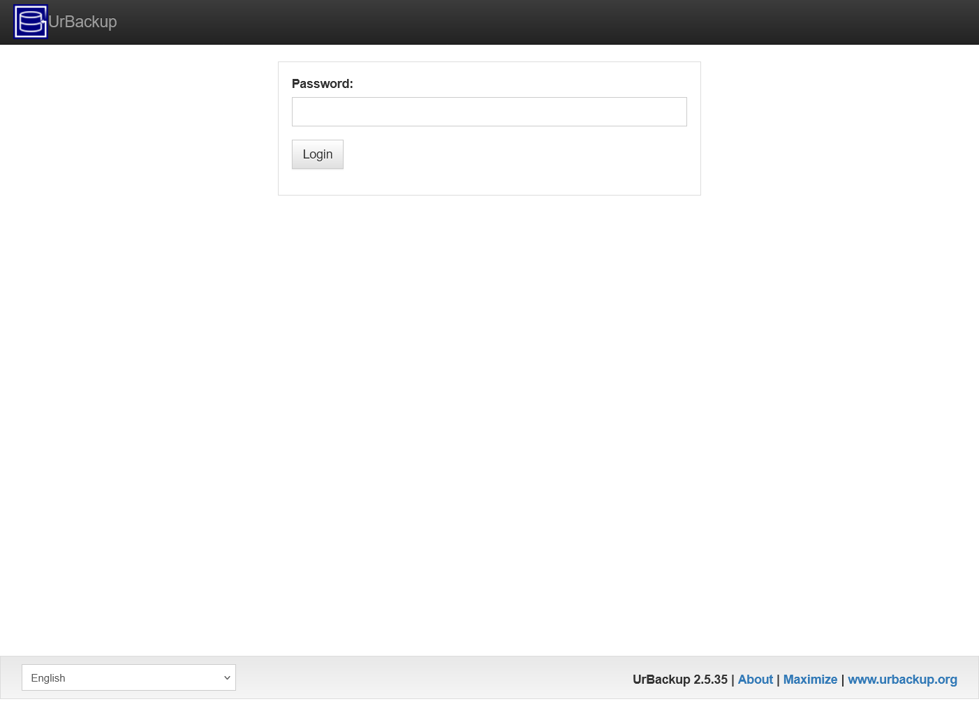 UrBackup server password page