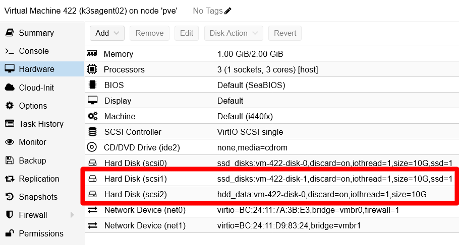 New Hard Disks added to K3s agent node VM