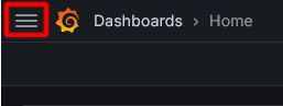 Menu button at the upper left side of Grafana dashboard