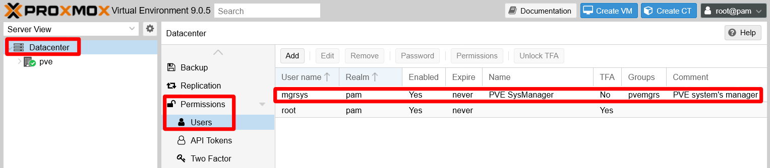 New user on user management screen