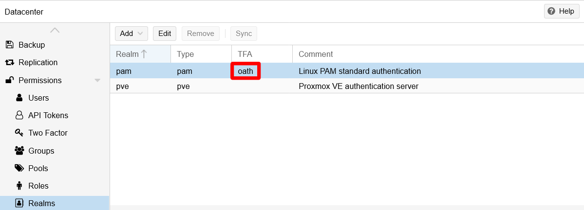 OATH TFA enforced on pam realm