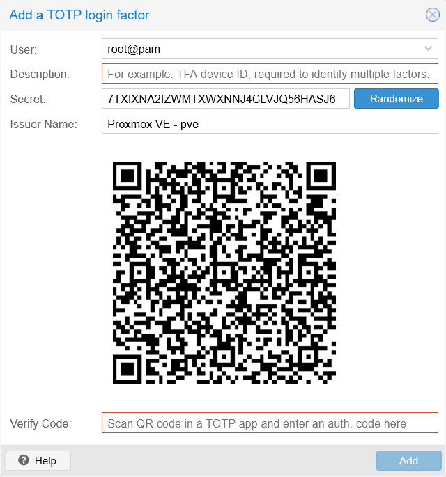 Add a TOTP login factor window