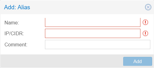 New IP Alias empty form