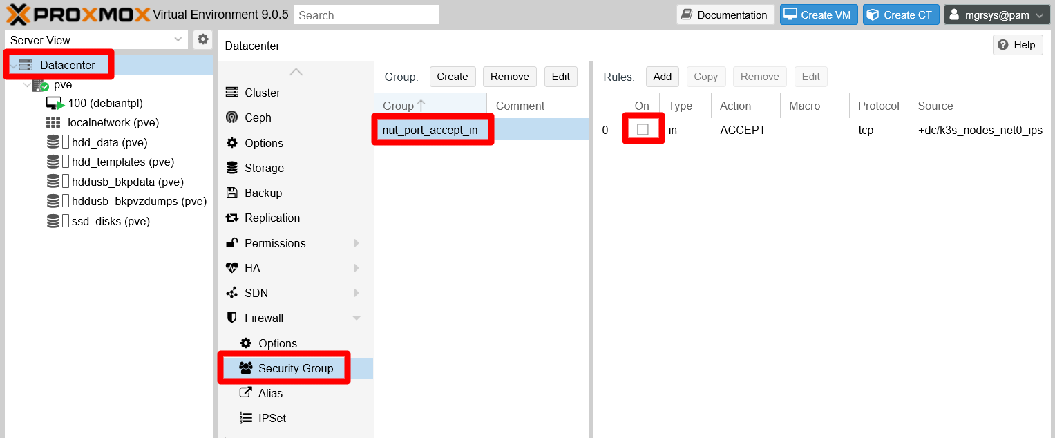 Rule nut_port_accept_in disabled at Security Group
