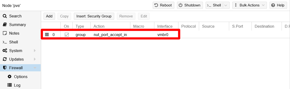 Added new rule to node’s Firewall