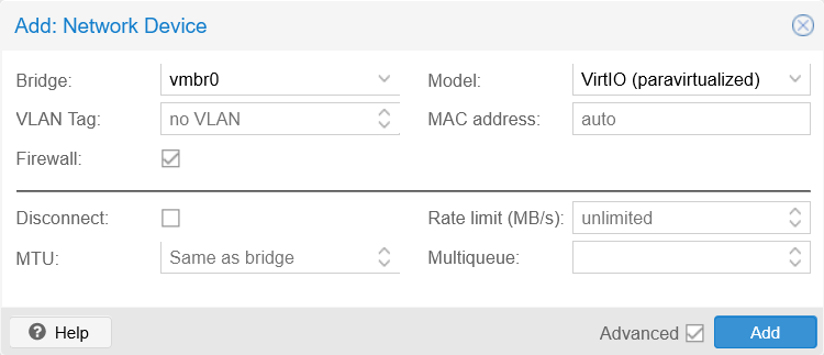 Adding a new network device to the VM