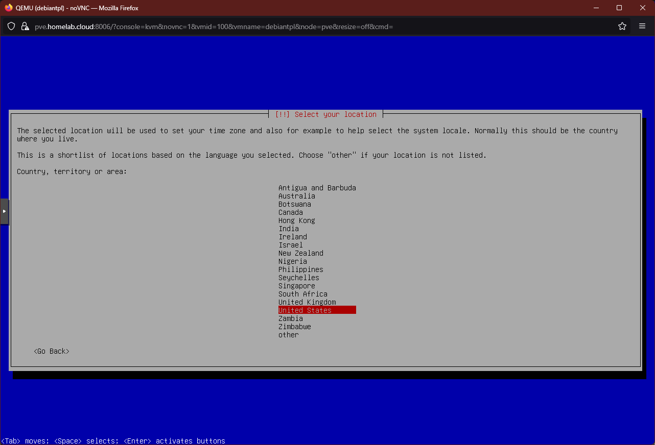 Choosing system geographical location