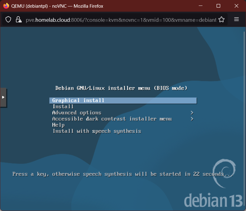 Debian installer menu