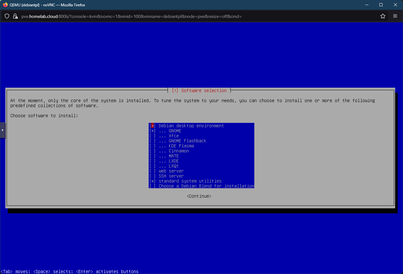 Software selection screen