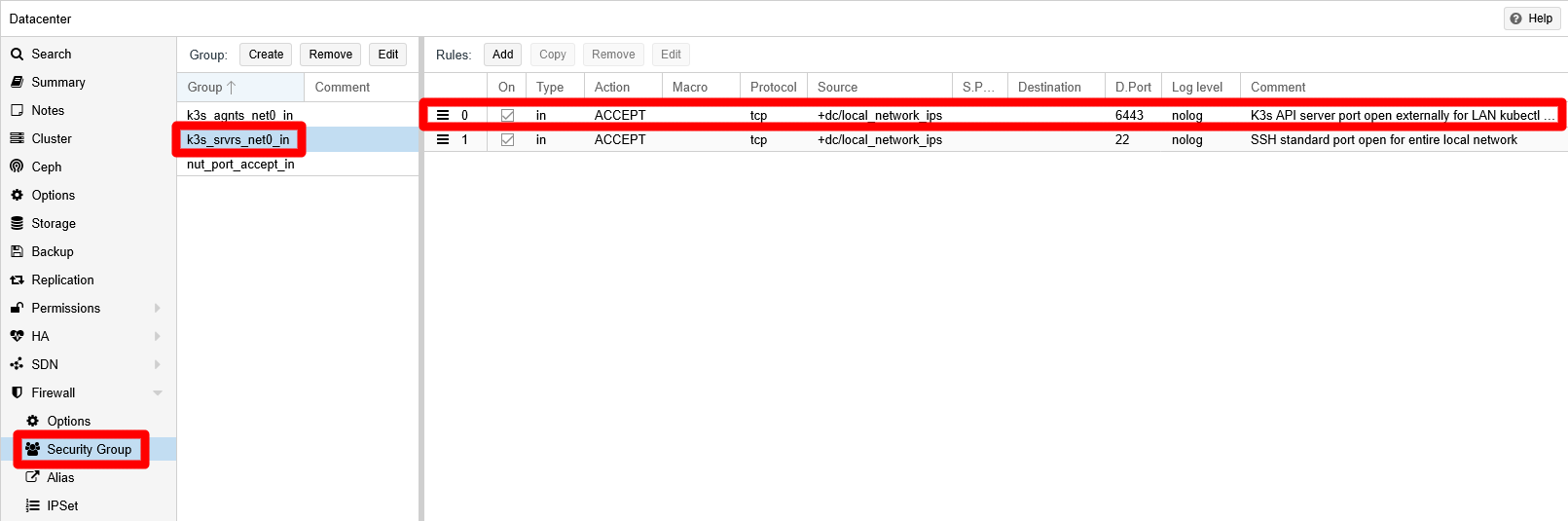 Rule added to security group