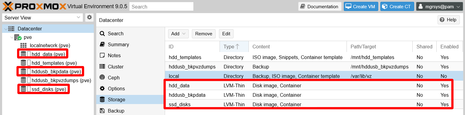 LVM-Thin storage added