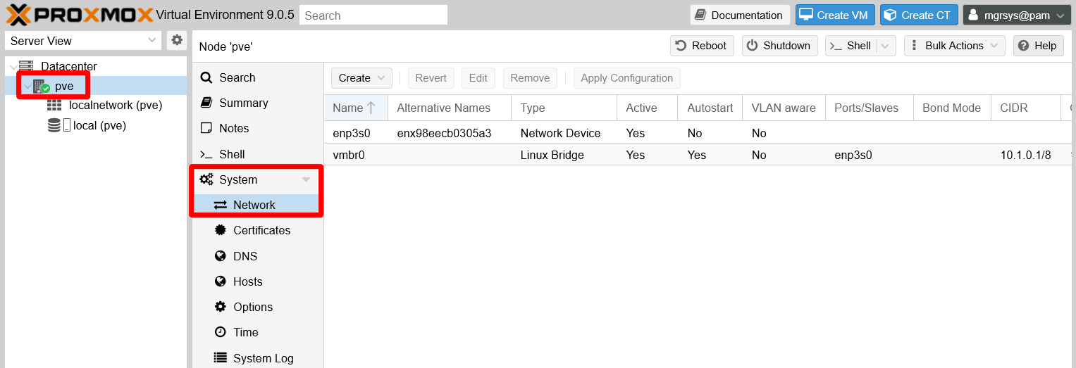 Initial network setup